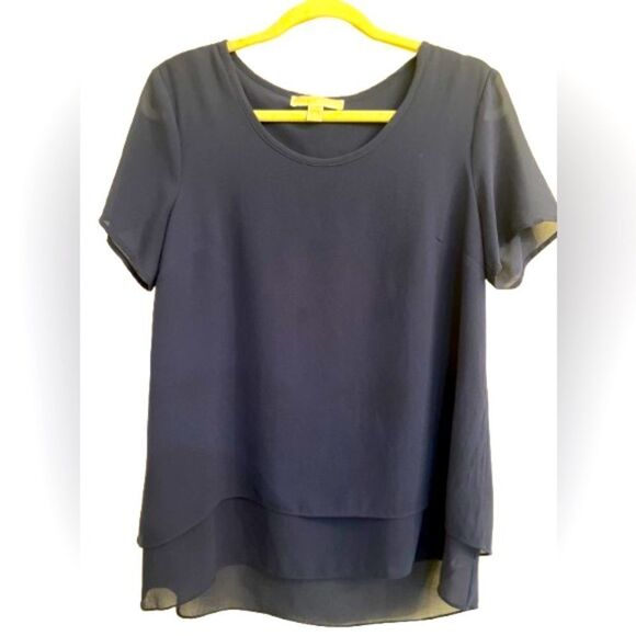 Michael Kors Blue Short Sleeve Blouse - Picture 1 of 6